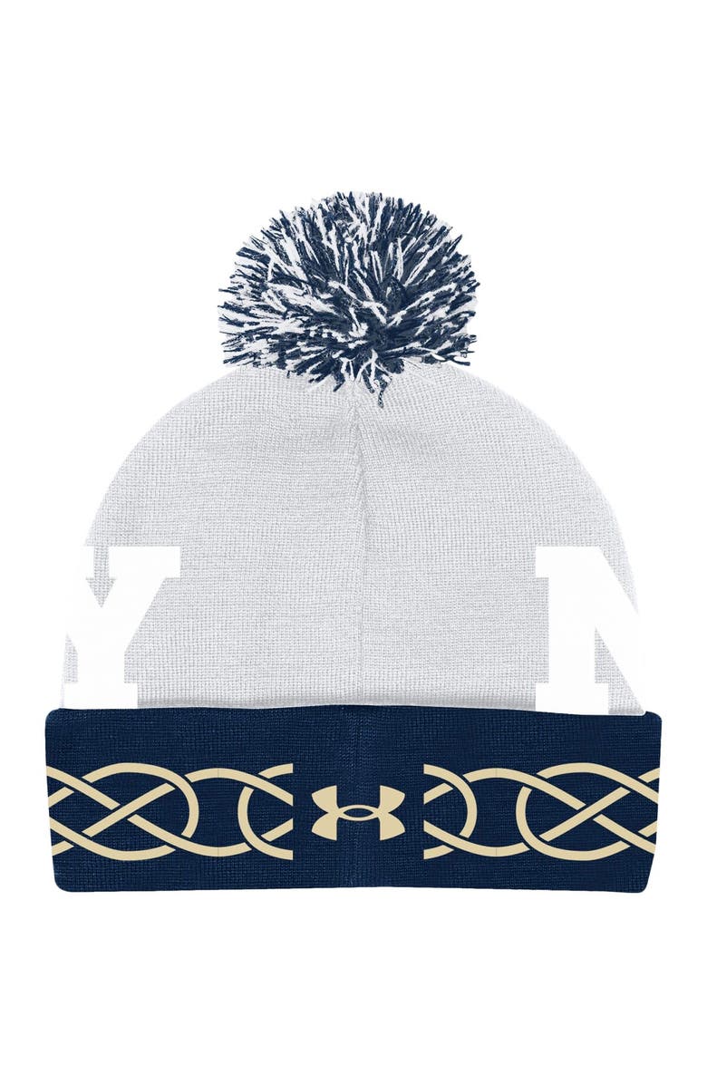 Under Armour Men's Under Armour Navy Navy Midshipmen Cuffed Knit Hat with Pom, Alternate, color, 