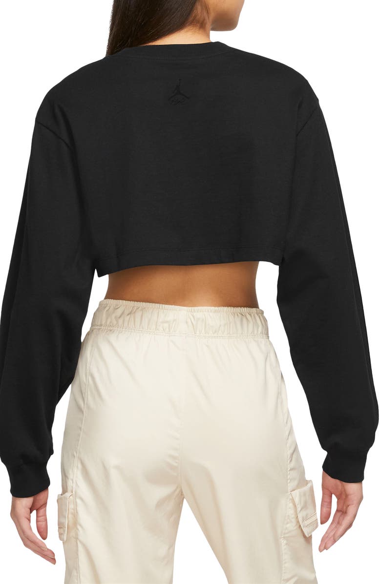 Jordan Long Sleeve Cotton Crop Graphic T-Shirt, Alternate, color,