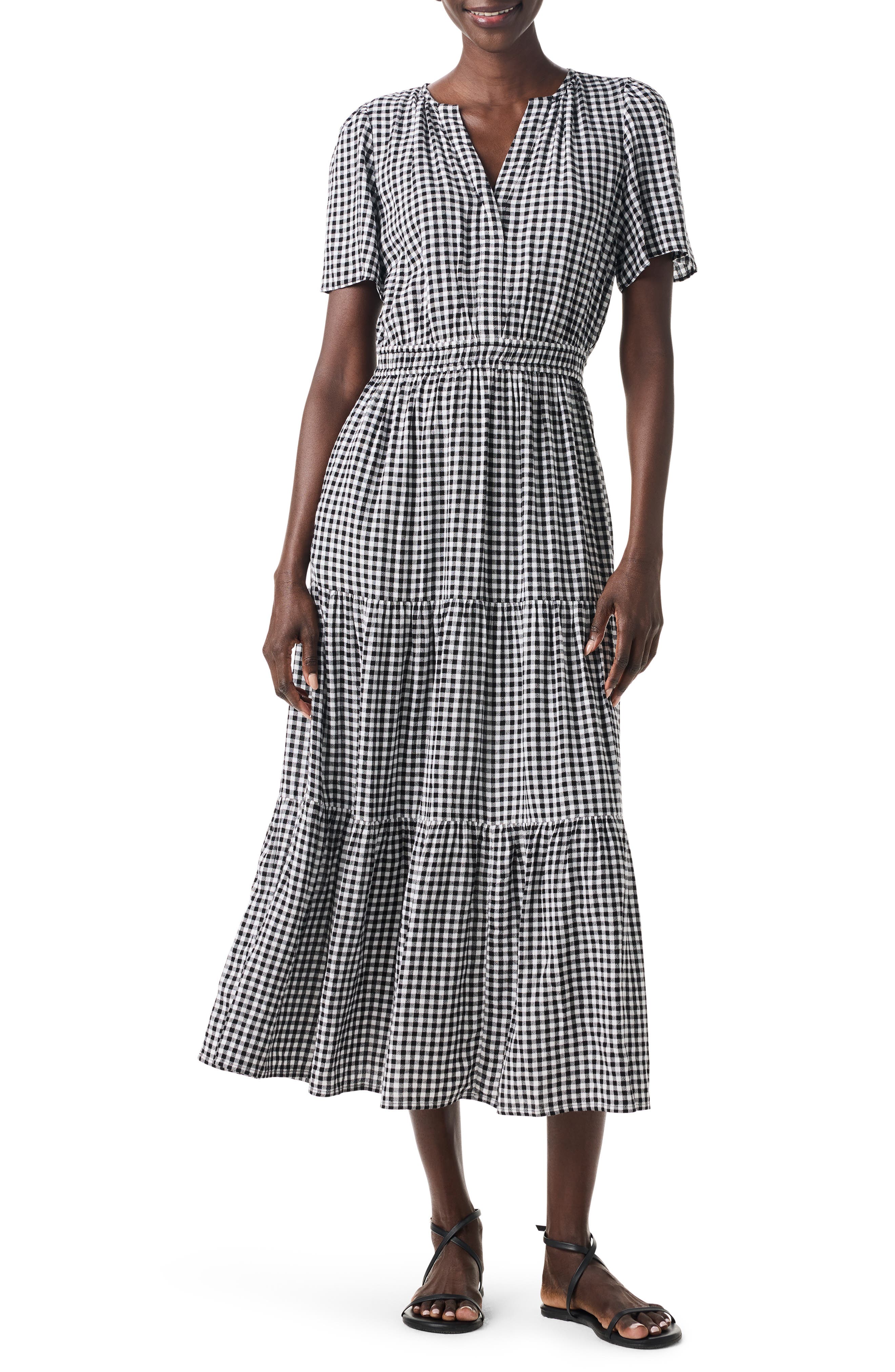 NIC+ZOE Daydream Gingham Tiered Maxi Dress