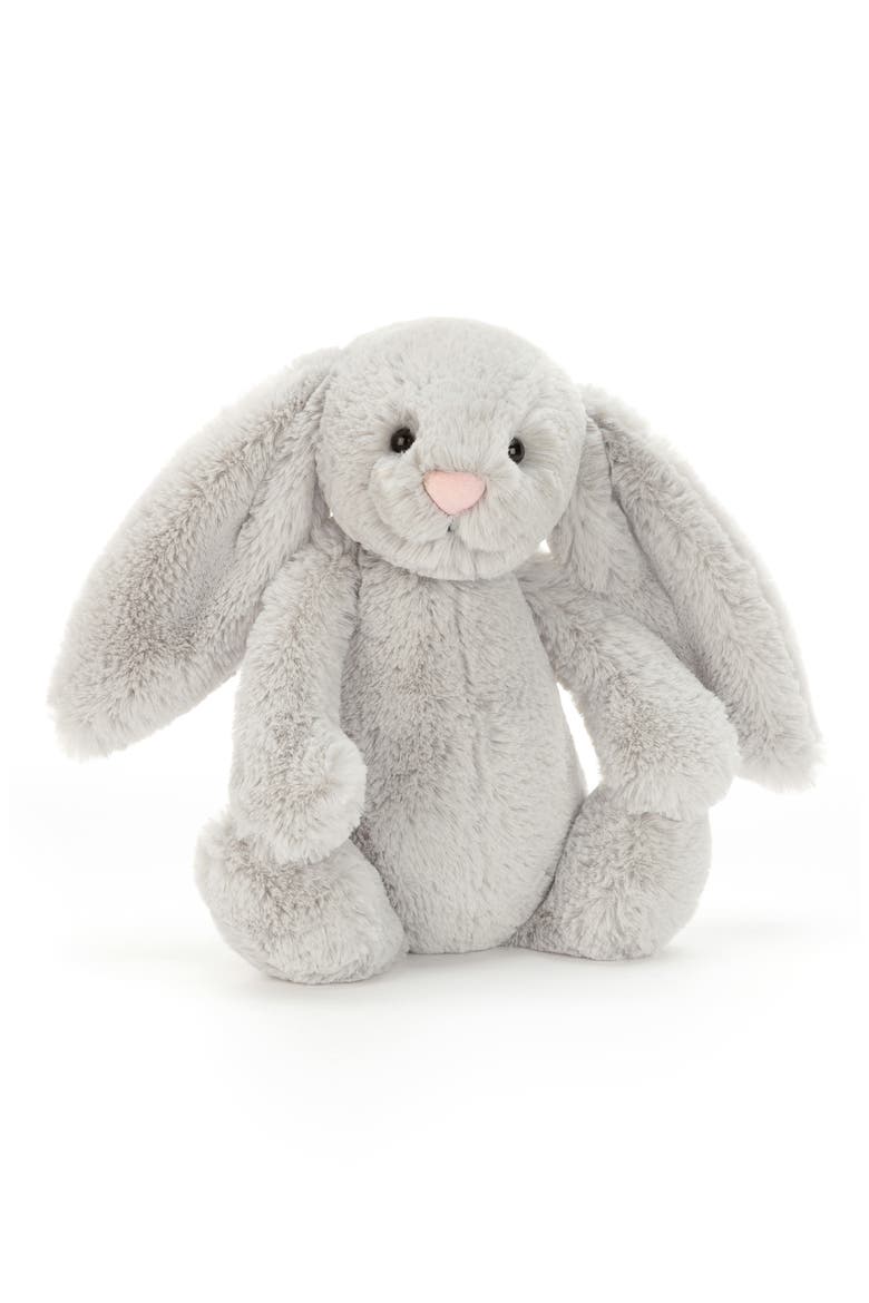Bashful Bunny 12-Inch Plushie, Main, color, GREY