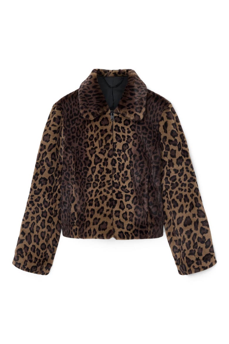 Saye Faux Fur Jacket, Alternate, color, LEOPARD BROWN