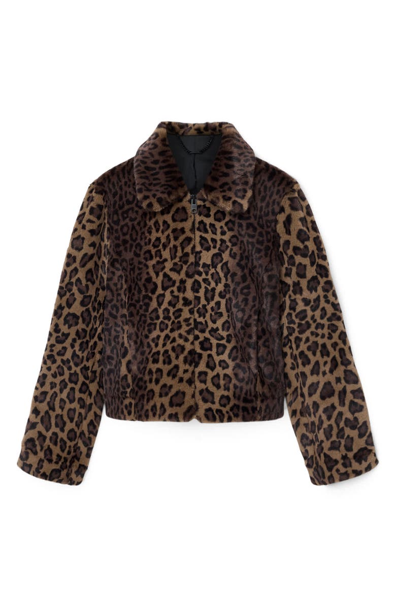 AllSaints Saye Faux Fur Jacket, Alternate, color, Leopard Brown