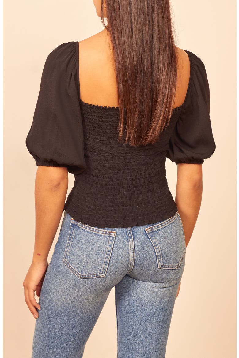 Lua Puff Sleeve Top, Alternate, color, BLACK