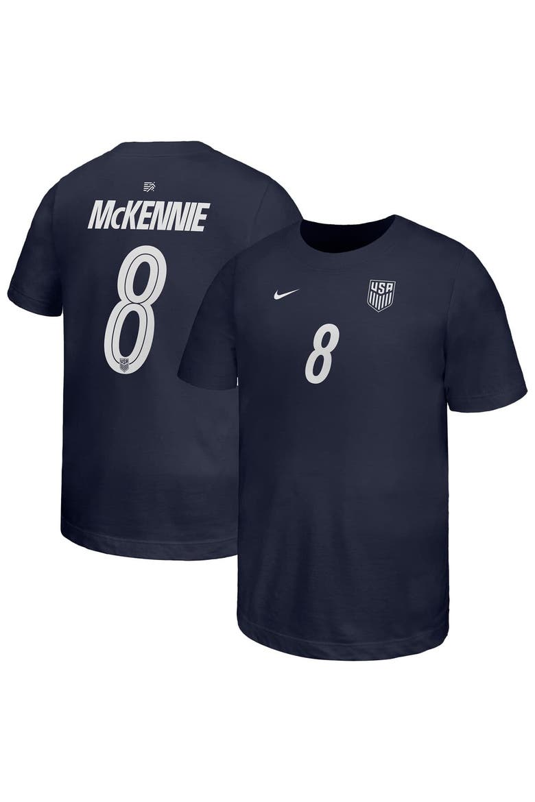 Youth Nike Weston McKennie Navy USMNT Away Player Name & Number T-Shirt, Main, color, Navy