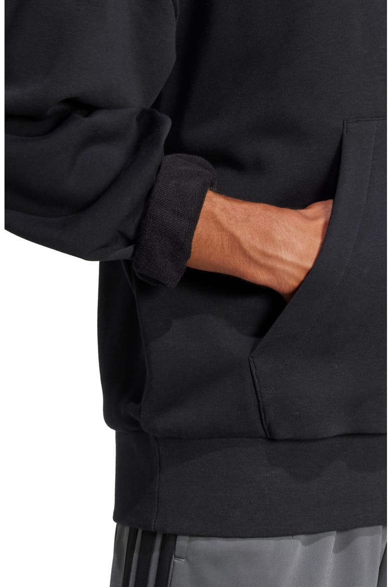 Essentials Loose 3-Bar Hoodie, Alternate, color, BLACK/ WHITE