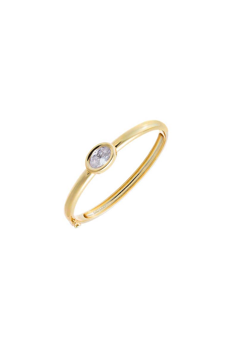 Lab Grown Diamond Oval Wide Bezel Bangle Bracelet, Main, color, Gold