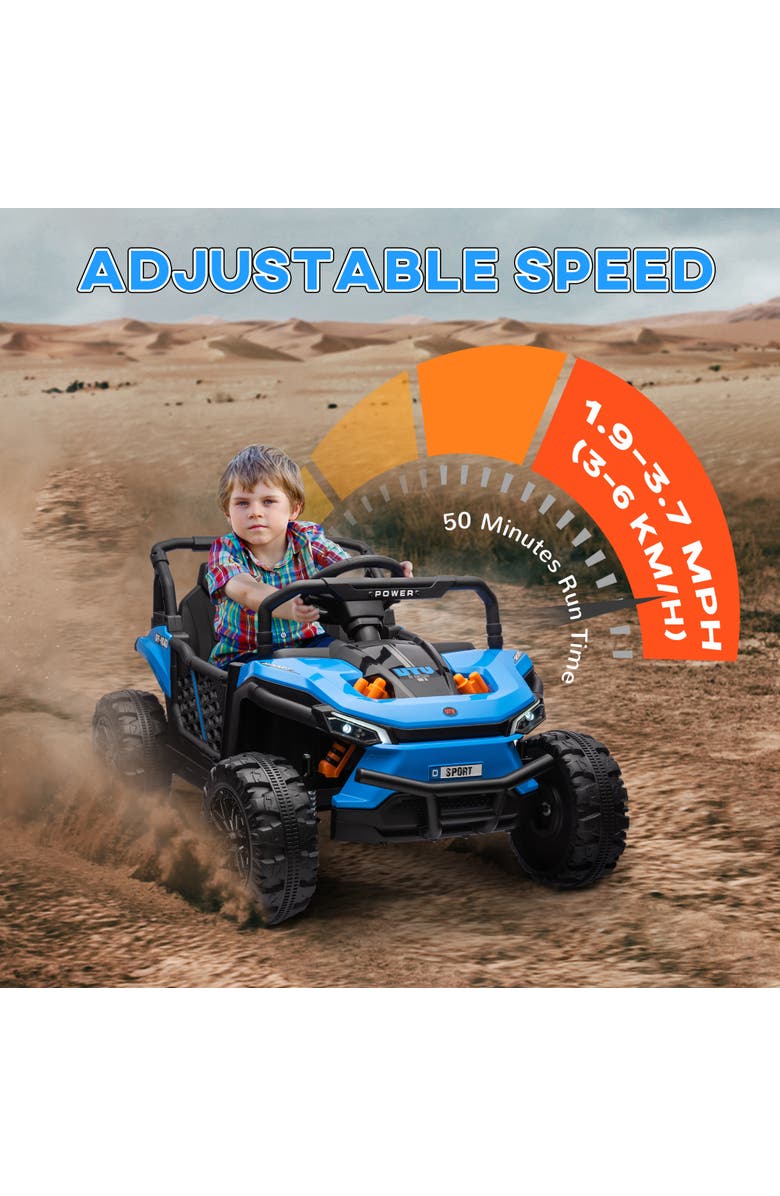 Qaba 12V Kids Ride On Truck w/ Remote Control, 4-Wheel Suspension, Alternate, color, Blue