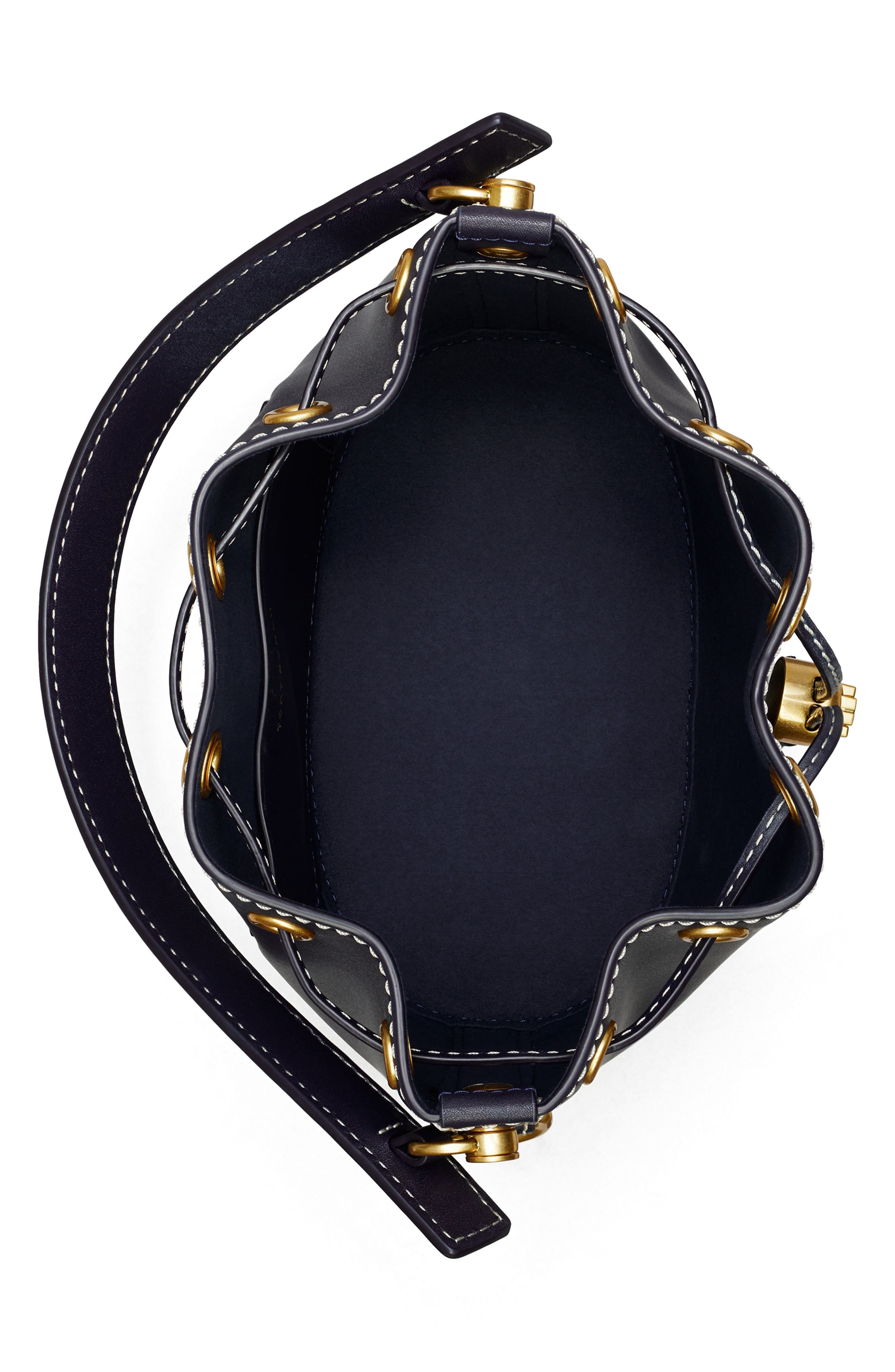 Leather Bucket Bag, Alternate, color, MIDNIGHT