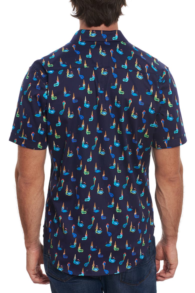 Ice Cream Shop Classic Fit Short Sleeve Button-Up Shirt, Alternate, color, NAVY