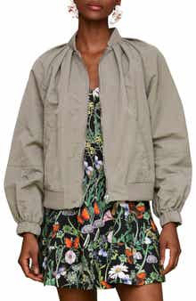 Avec Les Filles Pleated Balloon Bomber Jacket