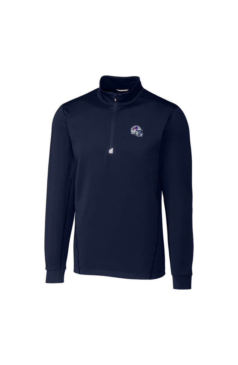 Cutter & Buck Men's Cutter & Buck  Navy Buffalo Bills Helmet Traverse Stretch Quarter-Zip Pullover Top, Alternate, color, 