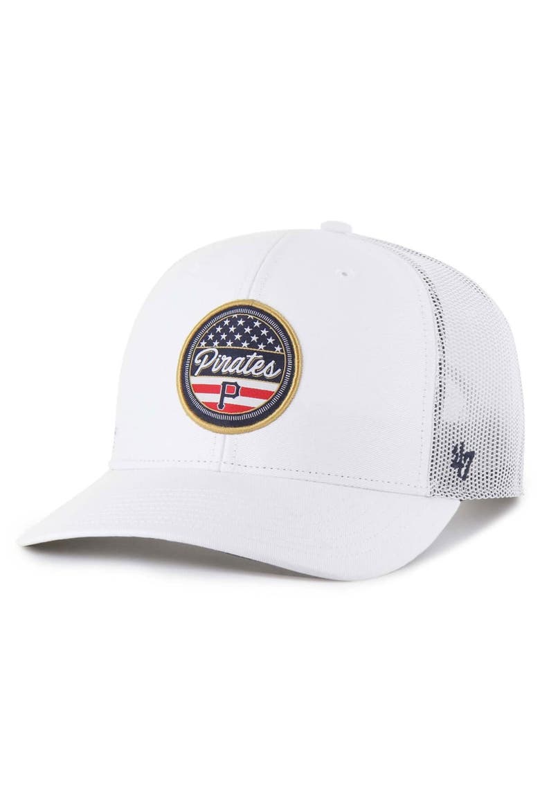 Men's '47 White Pittsburgh Pirates Homage Adjustable Trucker Hat, Main, color, White