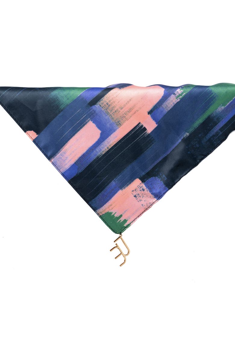 Dai Moda Zion Print Versa Scarf with logo hardware, Main, color, Navy Blue