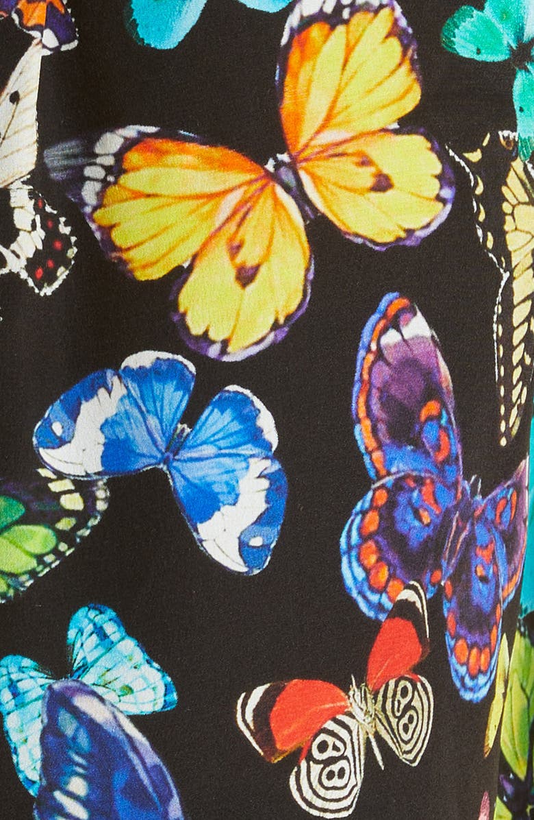 Alice + Olivia Martel Butterfly Print Silk Blouse, Alternate, color,