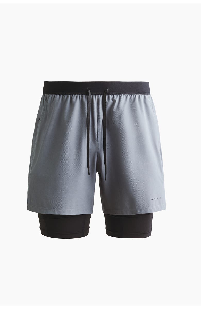 H&M Double-layered sports shorts with drymove, Alternate, color, Dusty Gray