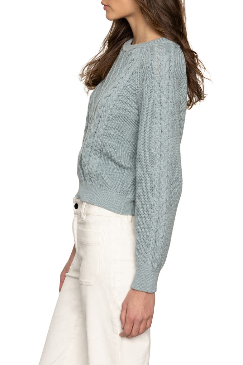 Nomad Cable Cotton Sweater, Alternate, color, SKY GRAY