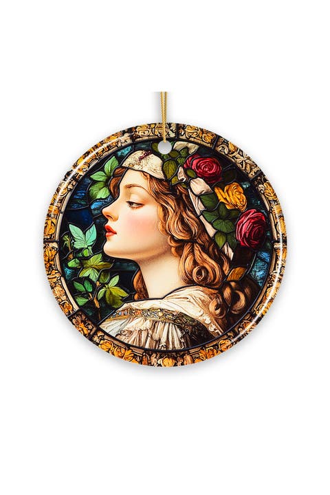 Renaissance Maiden Stained Glass Ornament