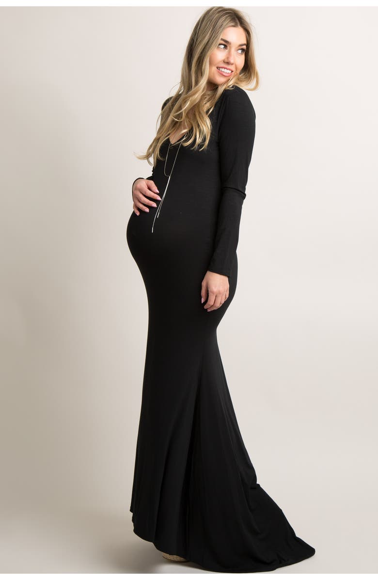 PinkBlush Long Sleeve Photoshoot Maternity Gown/Dress, Main, color, Black