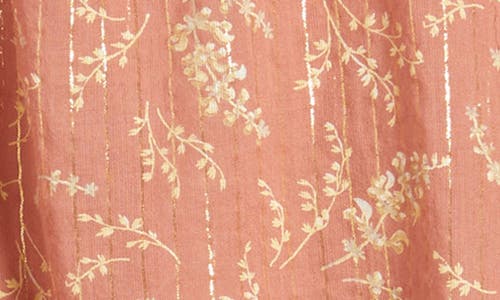 Treasure & Bond Print Smocked Yoke Button-up Shirt In Pink- Ivory Dancing Floral
