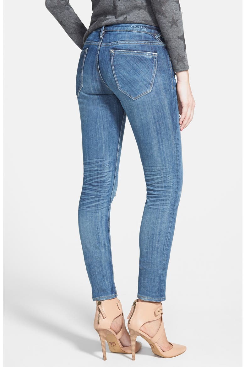 Destroyed Skinny Jeans, Alternate, color, LIGHT WASH
