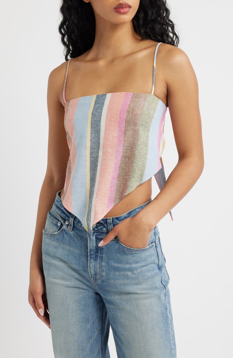 WAYF Rio Stripe Linen Blend Handkerchief Top, Main, color, 