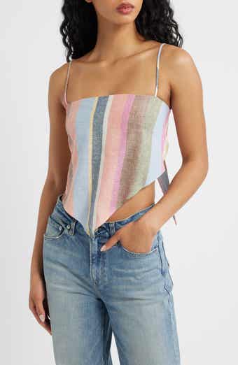 Rio Stripe Linen Blend Handkerchief Top