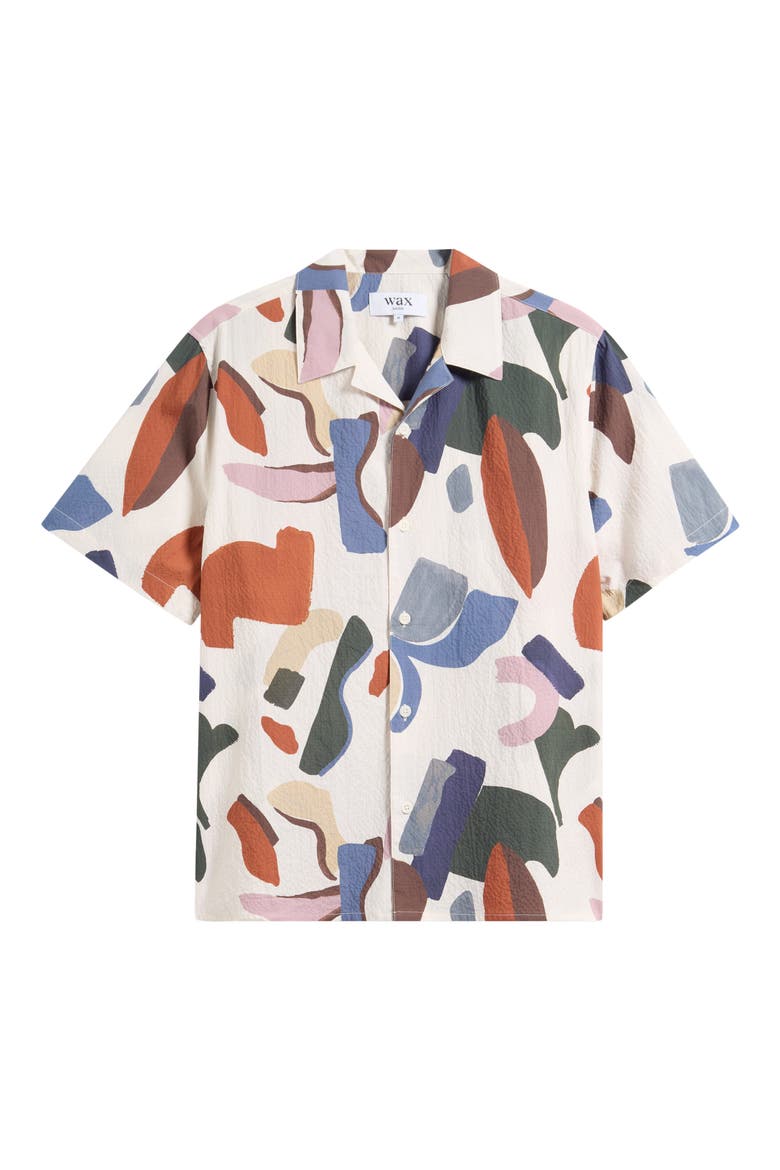 Didcot Abstract Stretch Cotton Camp Shirt, Main, color, ECRU / MULTI