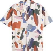 Wax London Didcot Abstract Stretch Cotton Camp Shirt