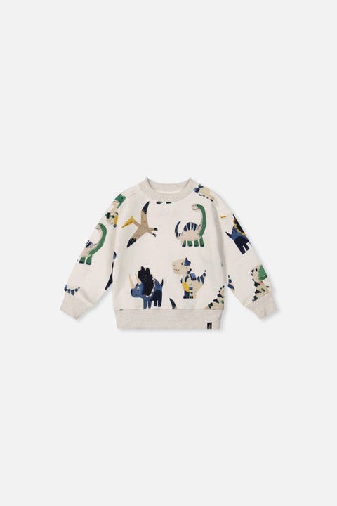 Fleece Dino Ribbed Cuffs Sweatshirt (baby)