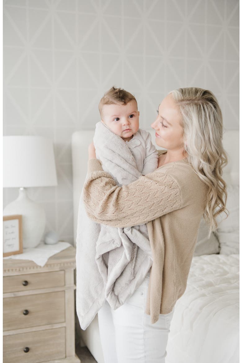 Faux Fur Recieving Blanket, Alternate, color, FEATHER