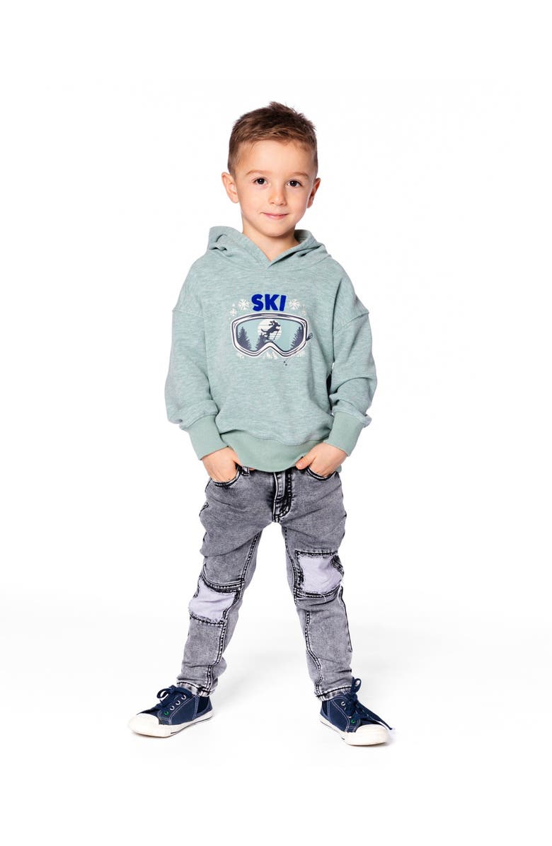 Deux par Deux Super Soft Hooded Brushed Jersey Sweatshirt, Alternate, color, Jade Green