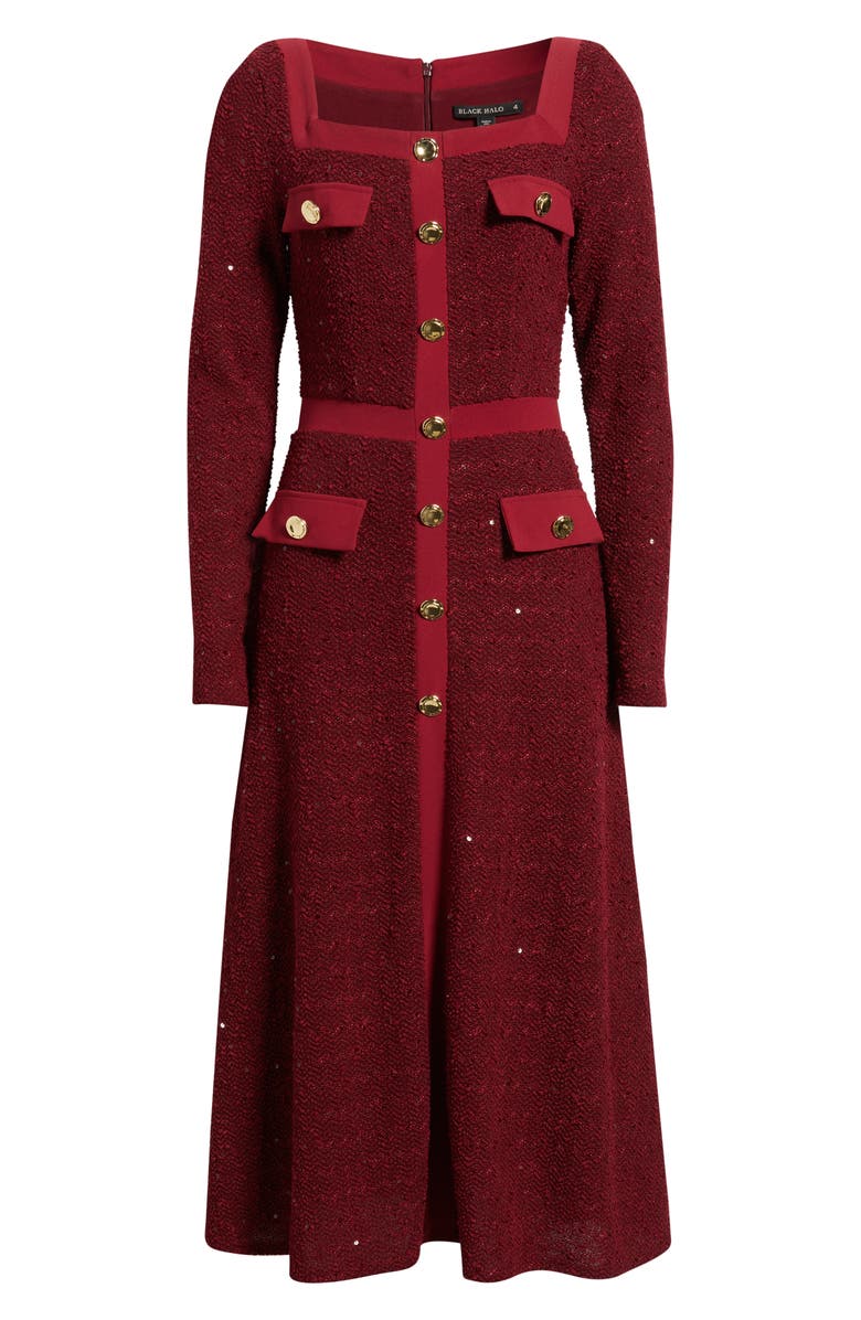 Black Halo Chiara Sequin Long Sleeve Midi Dress, Alternate, color, Ravishing Rouge