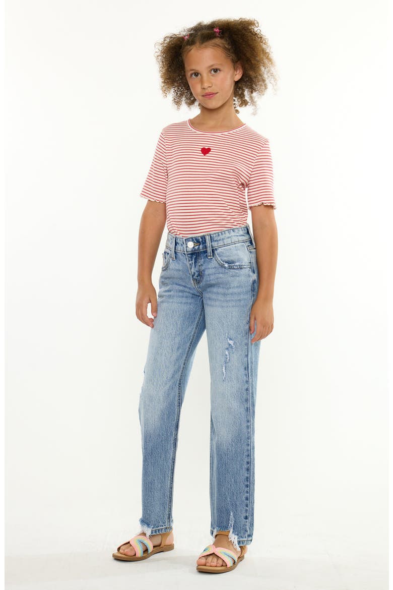 Rue Mid Rise True Straight Jeans, Alternate, color, Medium Wash