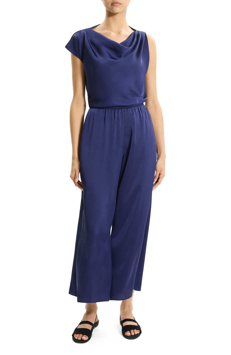 Theory Fluid Satin Crop Pants, Alternate, color, Sapphire Navy