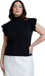 ELOQUII Ruffle Sleeve Sweater (plus)