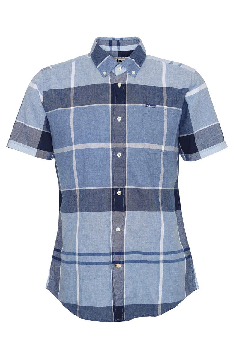 Barbour Doughill Plaid Short Sleeve Linen & Cotton Button-Down Shirt, Alternate, color, Berwick Blue