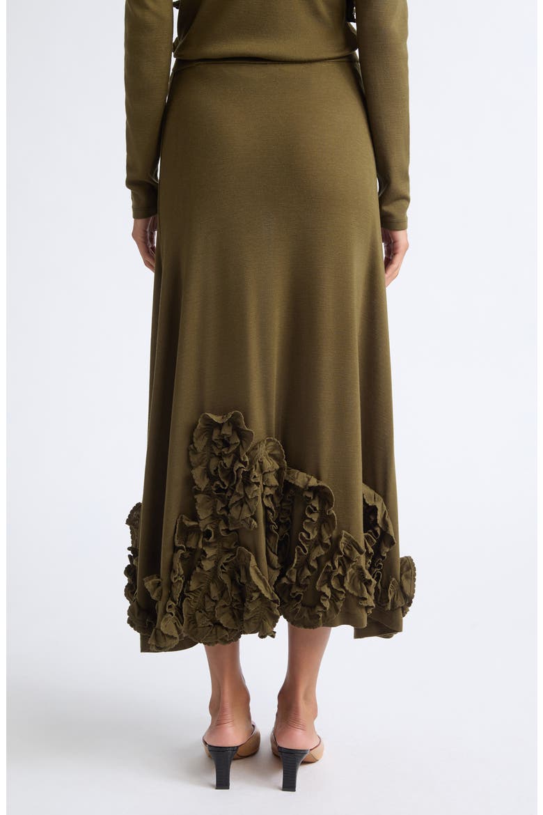 Heloise Ruffle Wool Midi Skirt, Alternate, color, LODEN
