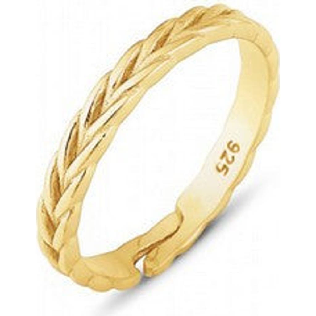 Spero London Braided Design Adjustable Sterling Silver Band Ring In Gold