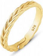 Spero London Braided Design Adjustable Sterling Silver Band Ring