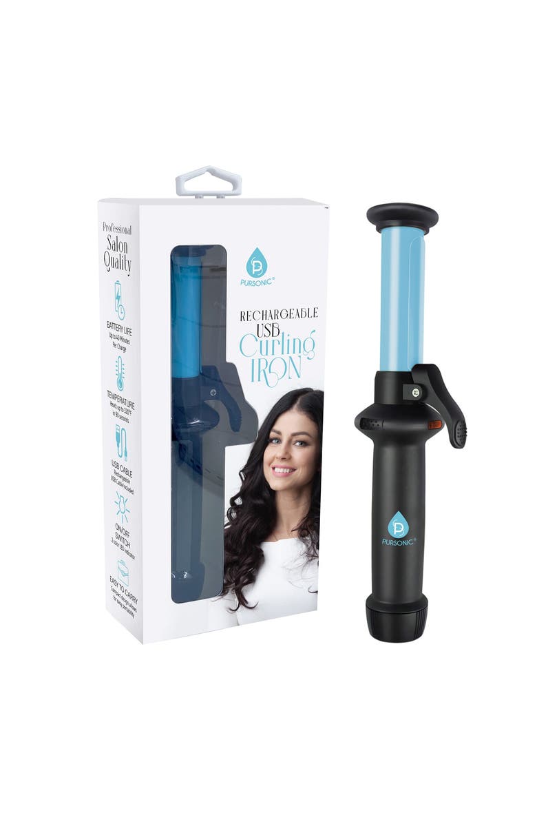 PURSONIC USB Rechargeable Mini Curling Iron, Alternate, color, Blue