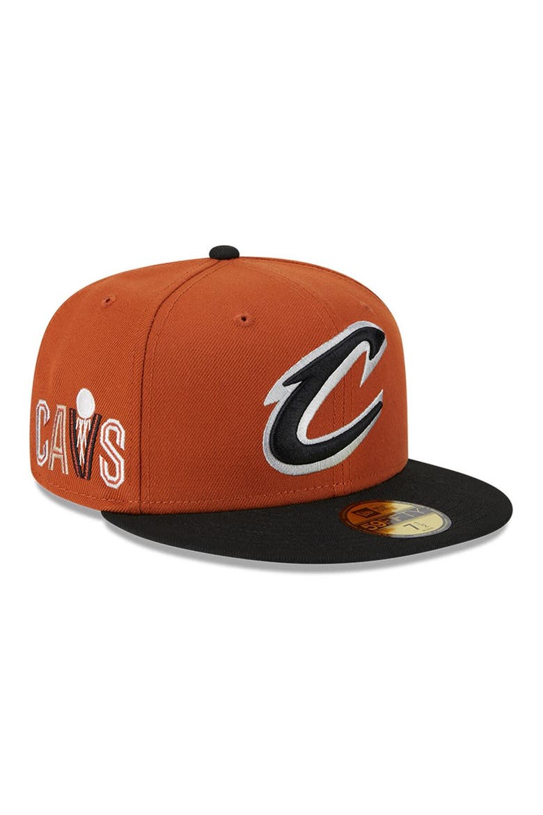 Men's New Era Rust/Black Cleveland Cavaliers Two-Tone 59FIFTY Fitted Hat, Alternate, color, Burnt Orange