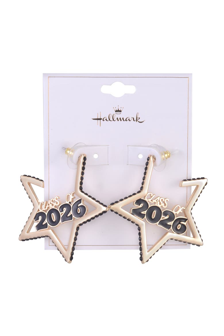 Class of 2026 Star Hoop Earrings, Alternate, color, Black