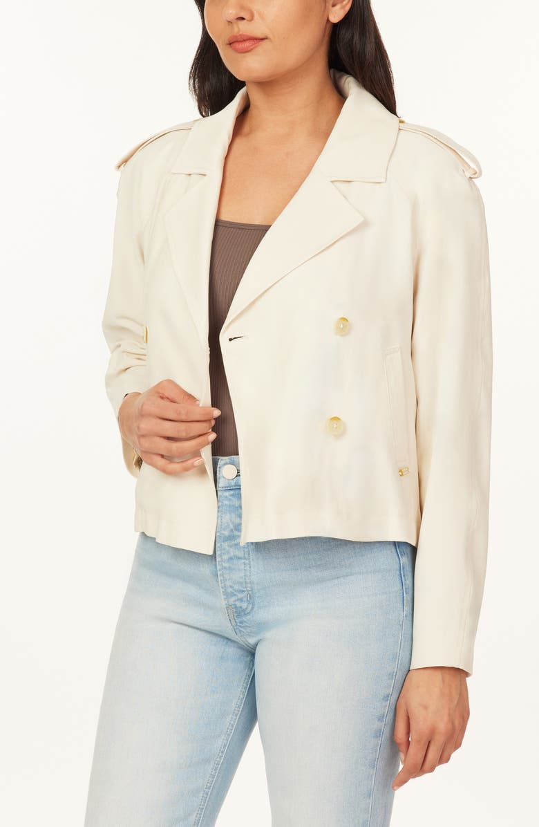 Scotch & Soda Washed Twill Cropped Trench Coat, Alternate, color, Whitecap Grey
