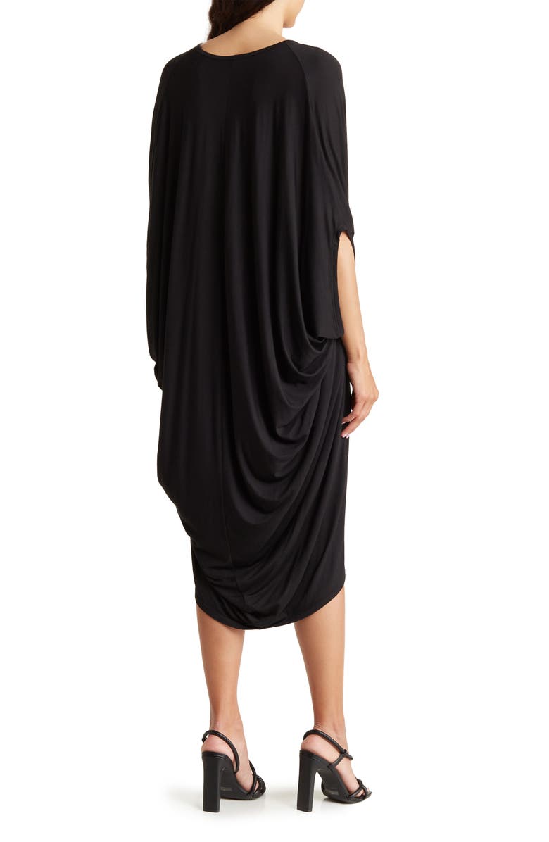 GO COUTURE Batwing Sleeve Caftan Dress, Alternate, color, Black