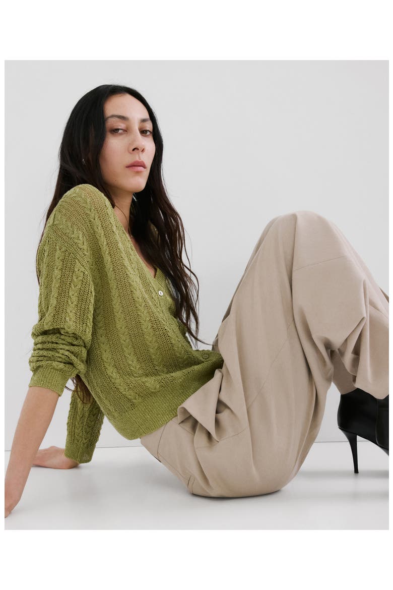 Braided Cardigan, Alternate, color, GREEN