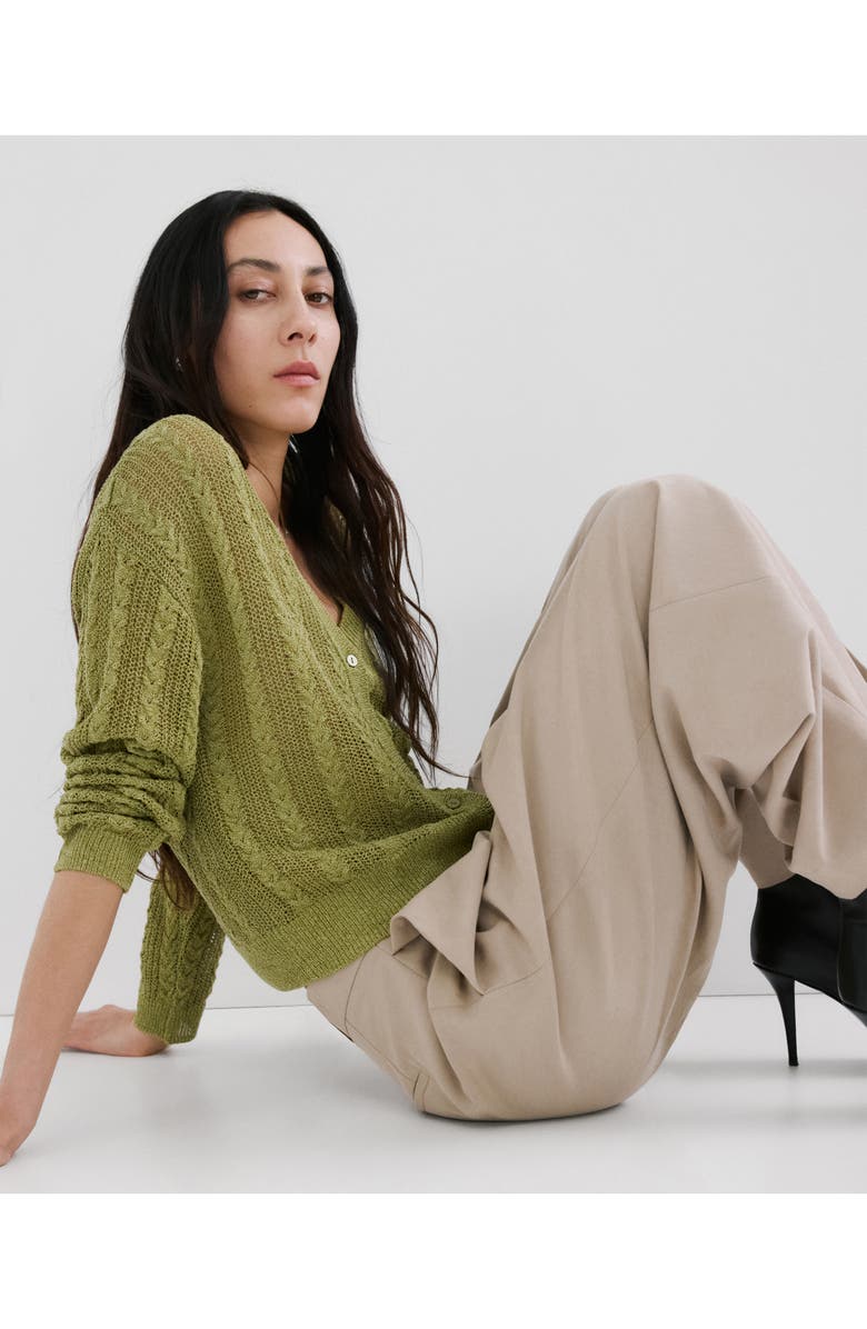 MANGO Braided Cardigan, Alternate, color, Green