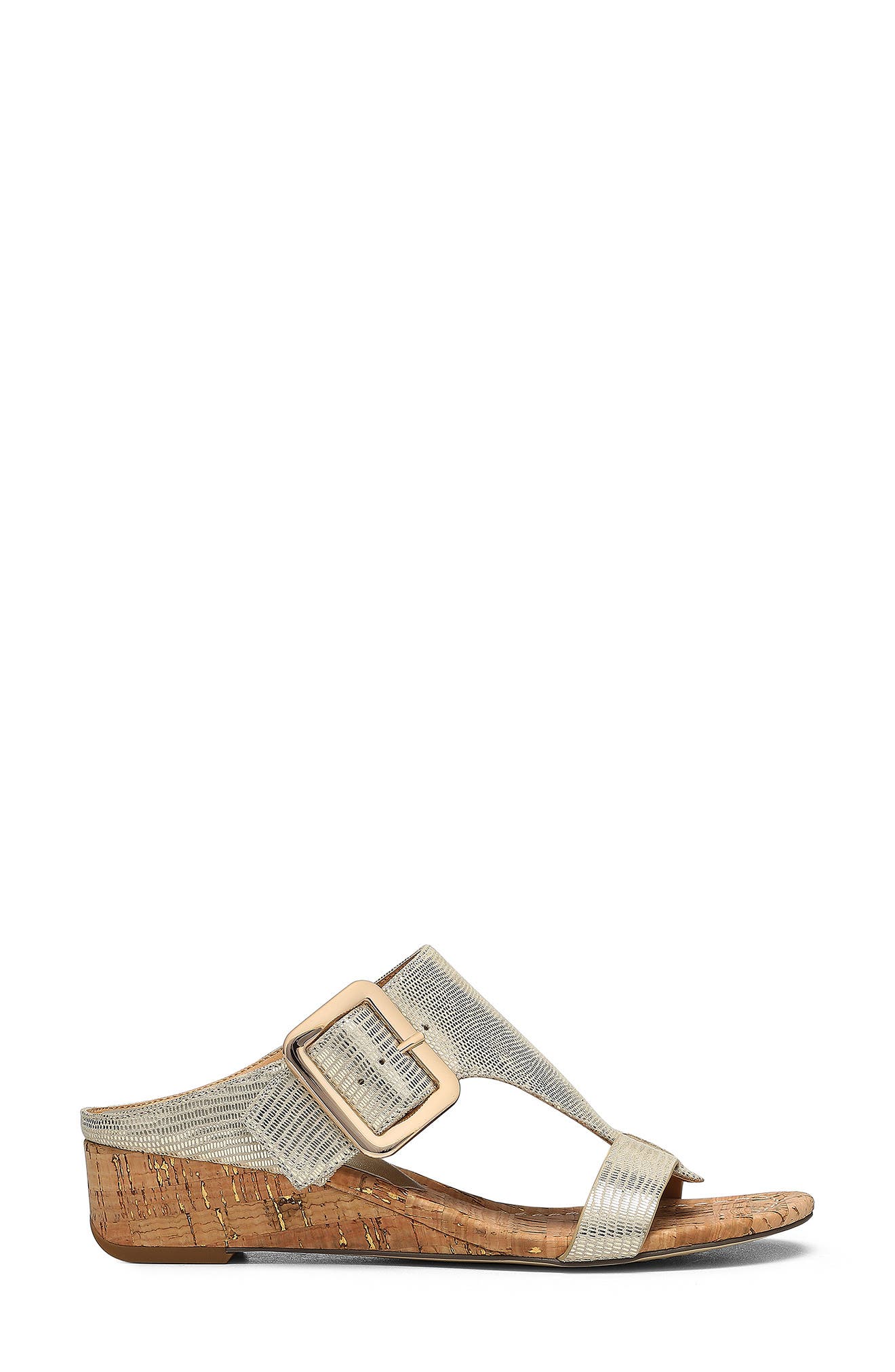 Vine Buckled Wedge Sandal, Alternate, color, PLATINO