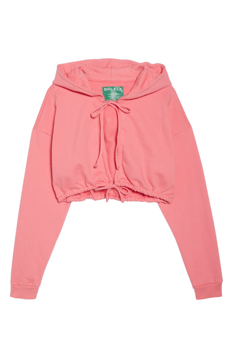 Solely Fit Empowered Tie Front Crop Hoodie, Alternate, color, 