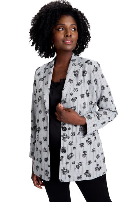 Flocked Floral Blazer (Plus)