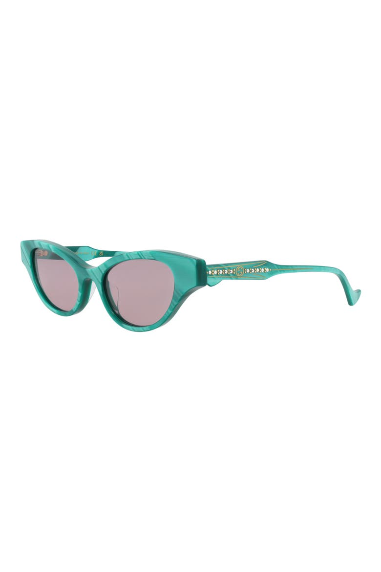51mm Cat Eye Sunglasses, Alternate, color, GREEN GREEN VIOLET